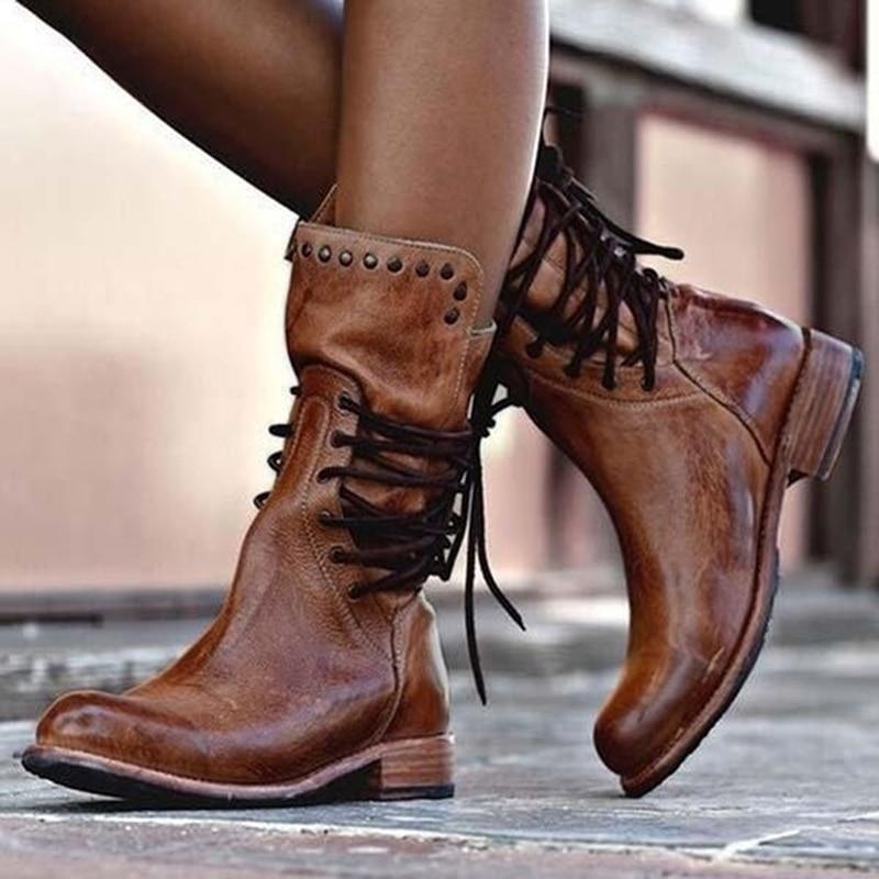 Megan | Leather Boots With Laces