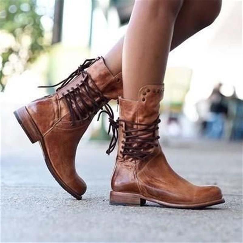 Megan | Leather Boots With Laces