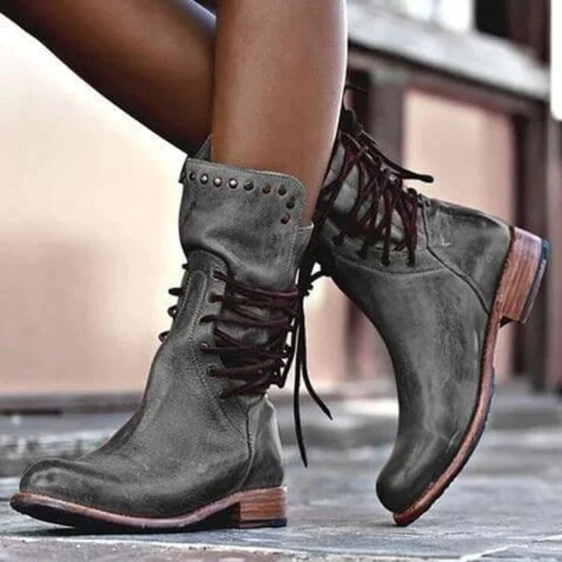 Megan | Leather Boots With Laces