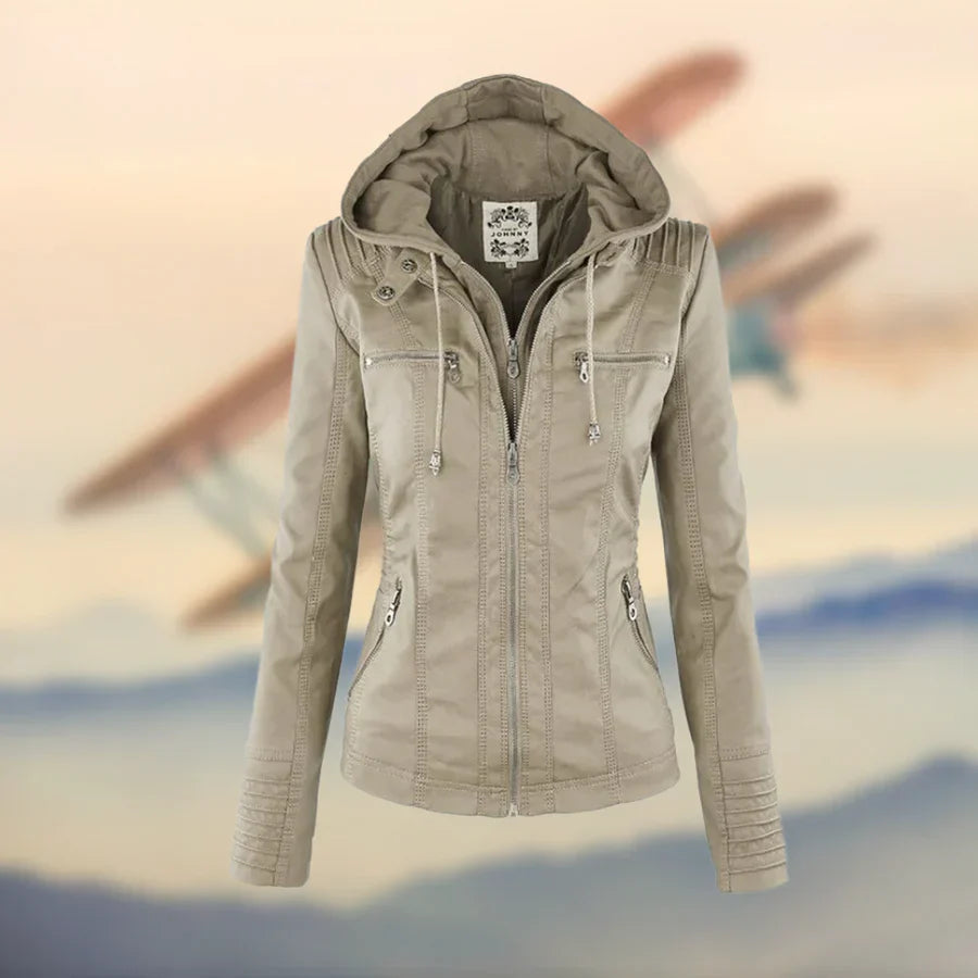 Chloe® - Elegant and versatile leather jacket with a hood