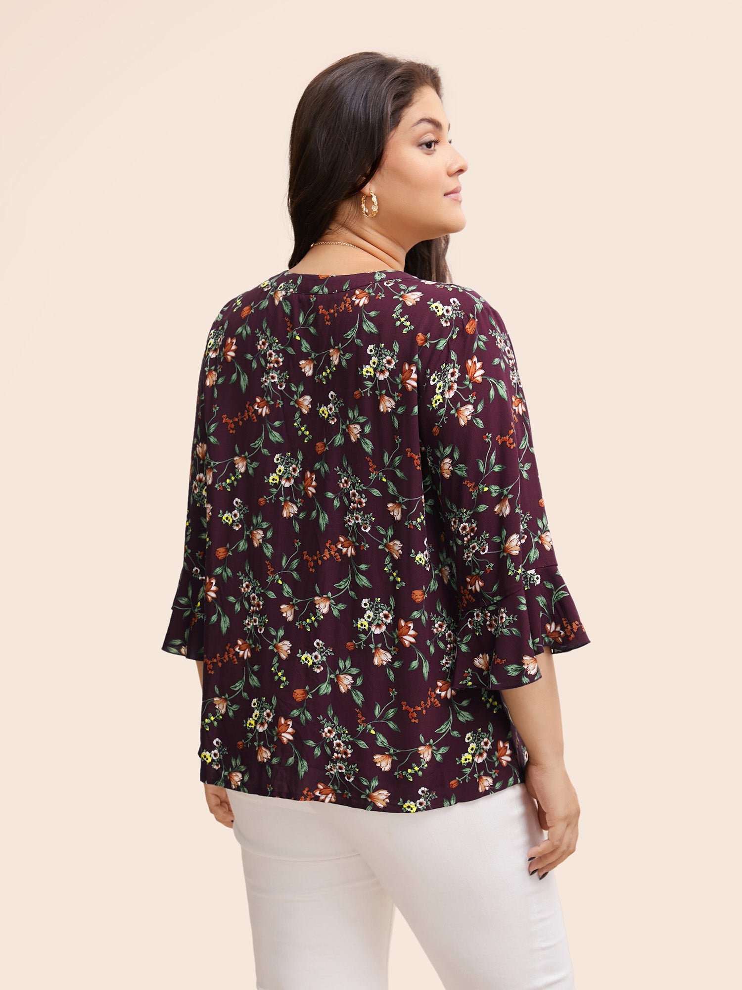 Valero London - Ditsy Floral Pleated Flutter Sleeve Blouse