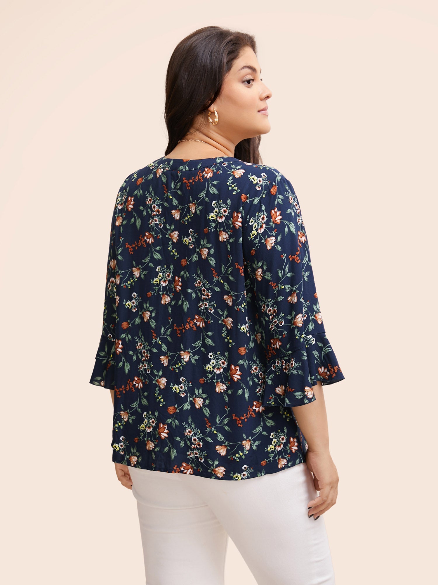 Valero London - Ditsy Floral Pleated Flutter Sleeve Blouse