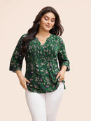 Valero London - Ditsy Floral Pleated Flutter Sleeve Blouse