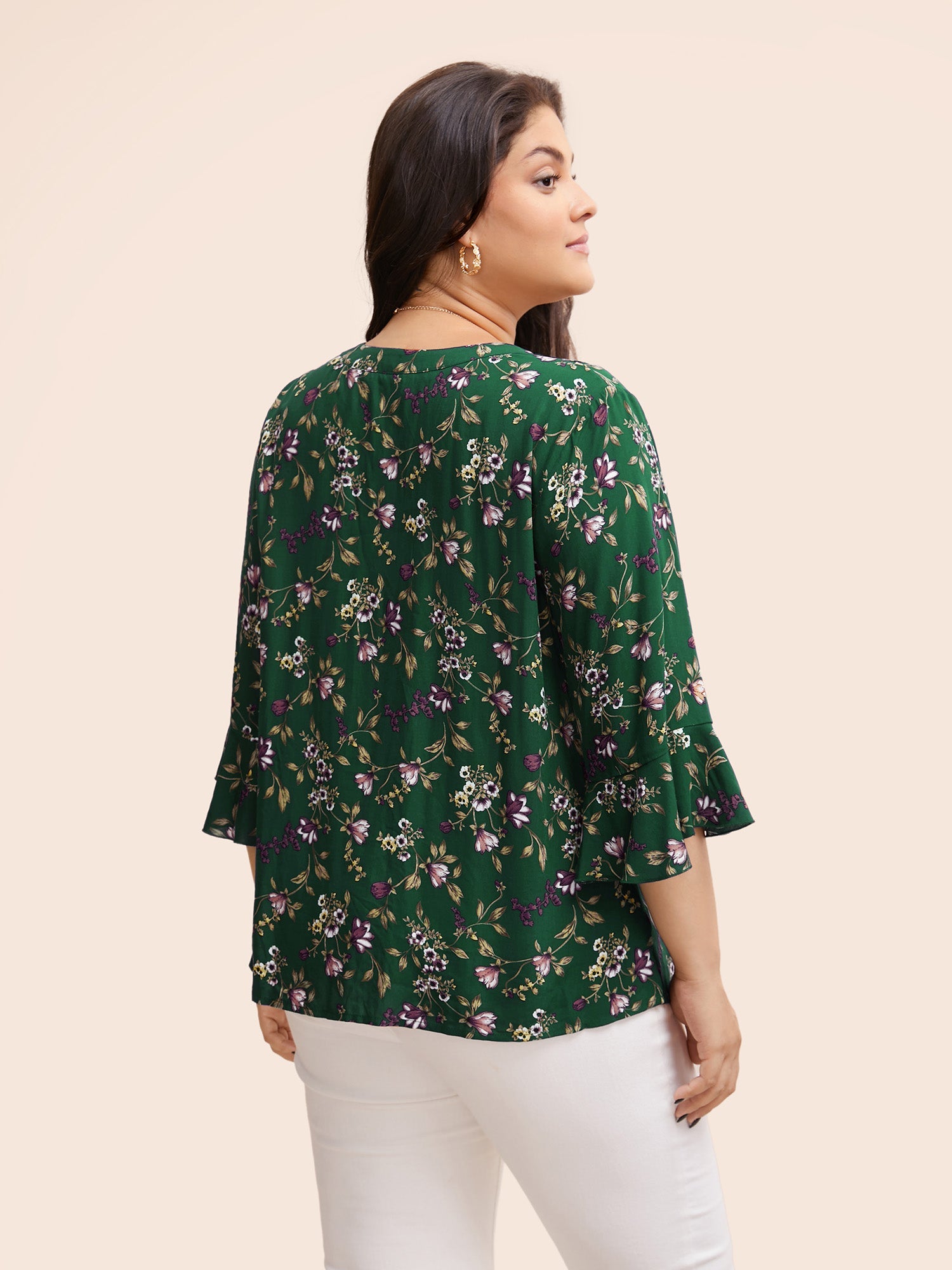 Valero London - Ditsy Floral Pleated Flutter Sleeve Blouse