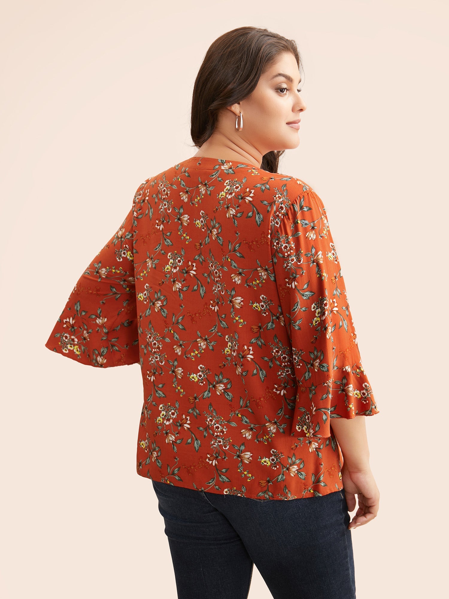 Valero London - Ditsy Floral Pleated Flutter Sleeve Blouse