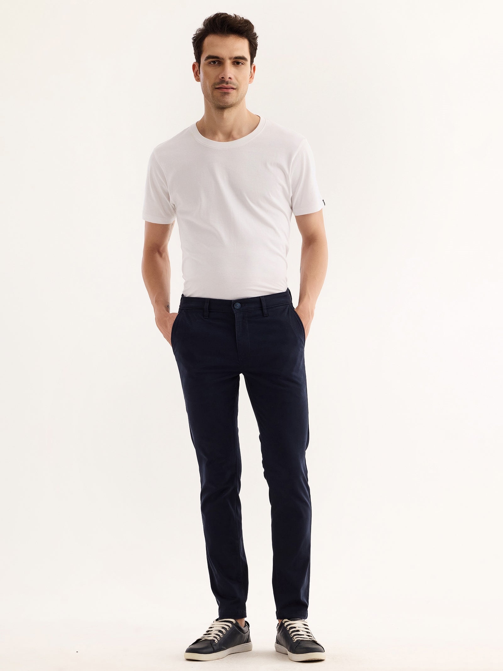 Valero London - Navy Stretch Skinny Fit Trouser