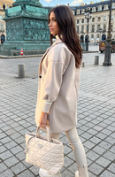 Valéro London™ | Oversized Coat with Stripes Beige