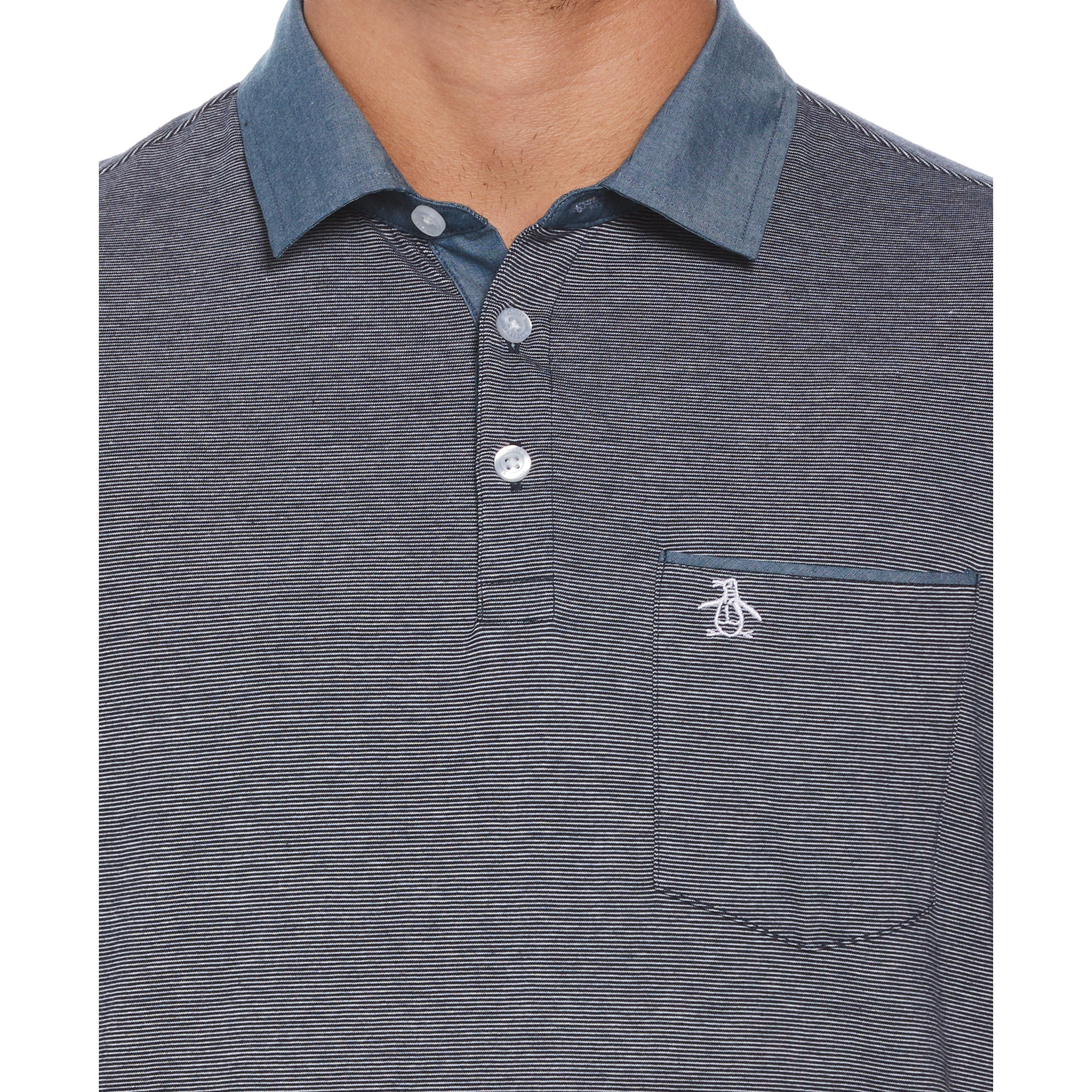 Valero London - Stripe Chambray Collar Polo