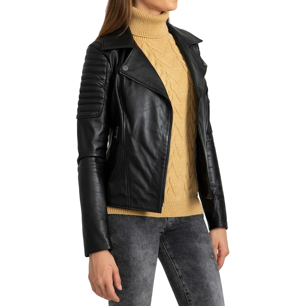 Valero London - Women Quilted Leather Biker Jacket