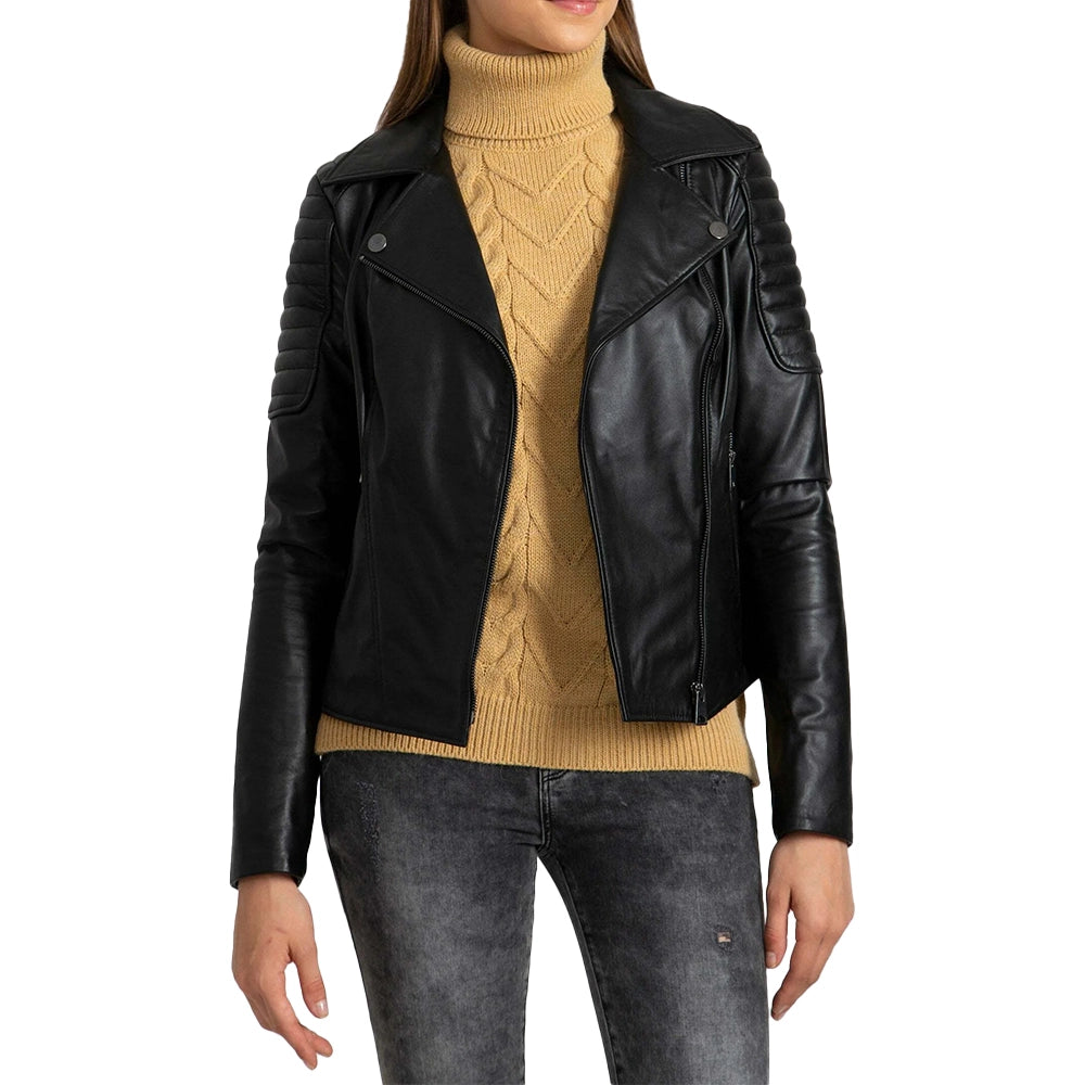 Valero London - Women Quilted Leather Biker Jacket