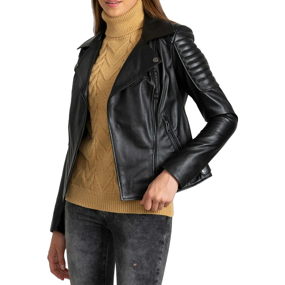 Valero London - Women Quilted Leather Biker Jacket