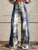 Maeve - Vintage print wide leg casual trousers