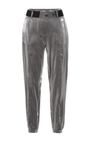 Valero London - Silver metallic pants with elastic belt and pockets