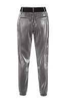 Valero London - Silver metallic pants with elastic belt and pockets