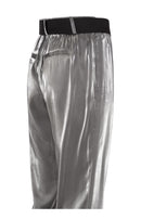 Valero London - Silver metallic pants with elastic belt and pockets