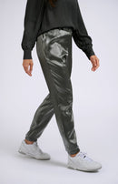 Valero London - Silver metallic pants with elastic belt and pockets