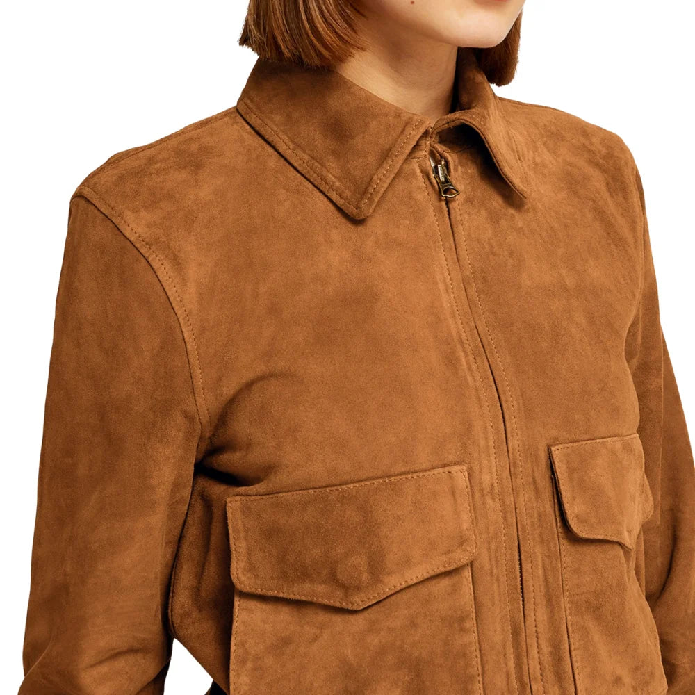 Valero London - Women's Suede Bomber Jacket