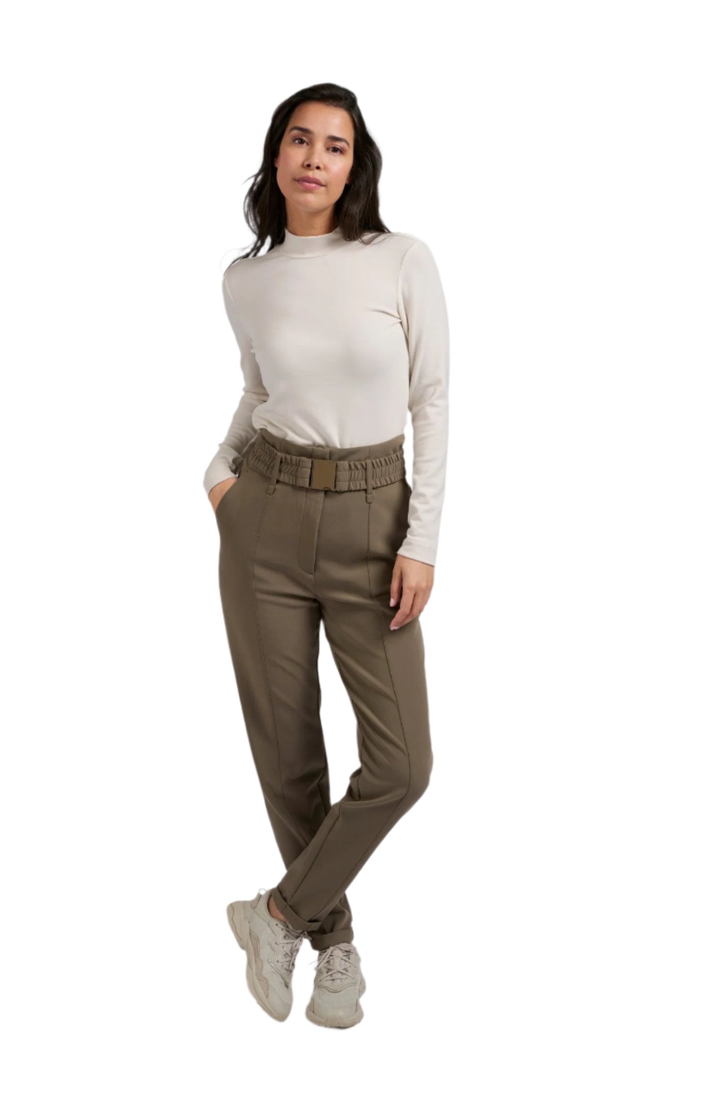 Valero London - Woven pants with high waist and straight legs