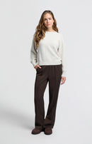 Valero London - Woven trousers with wide legs, side slit and waistband